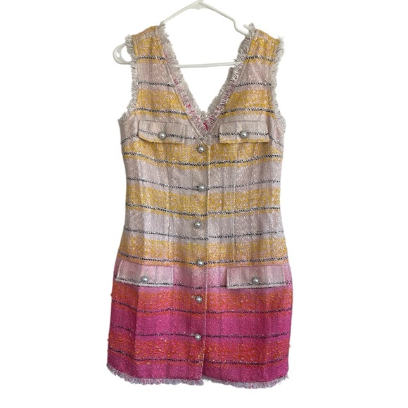 NWOT Anthropologie x Maeve Sleeveless Tweed Mini Dress Size 4 6 rainbow ombre - Picture 2 of 4